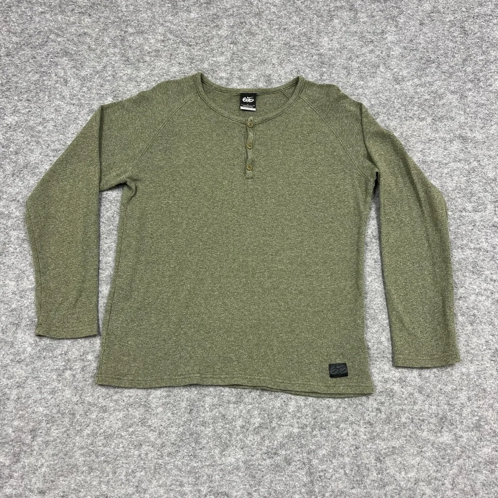 Nike Shirt Mens L Green Henley Crew Button Knit Pullover Thermal 6.0 Y2K